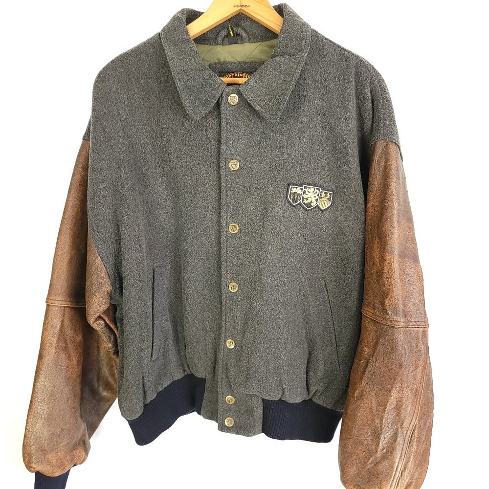 Vintage Outrigger Jacket Men's Large Zip Snap Front Linen Leather Distressed